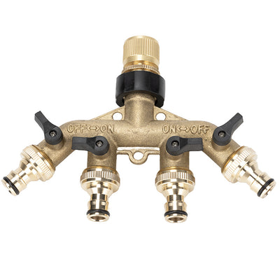 4-Way Brass Hose Splitter + ALL conectors