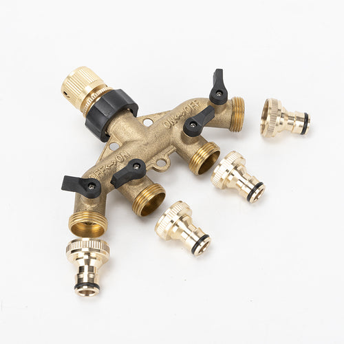 4-Way Brass Hose Splitter + ALL conectors